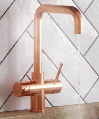 EVO ATHENA/360 SERIES 3 IN 1 COPPER BOILING WATER MONO DUAL LEVER 'D' SHAPED KITCHEN SINK MIXER TAP, SWIVEL SPOUT with DIGITAL TANK, BWT363CU